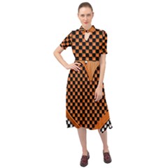 Heart Chess Board Checkerboard Keyhole Neckline Chiffon Dress by HermanTelo