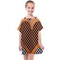 Heart Chess Board Checkerboard Kids  One Piece Chiffon Dress View1