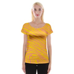 Pattern Texture Yellow Cap Sleeve Top