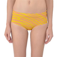 Pattern Texture Yellow Mid-waist Bikini Bottoms