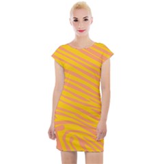 Pattern Texture Yellow Cap Sleeve Bodycon Dress