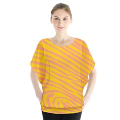 Pattern Texture Yellow Batwing Chiffon Blouse