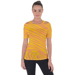 Pattern Texture Yellow Shoulder Cut Out Short Sleeve Top