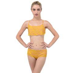 Pattern Texture Yellow Layered Top Bikini Set