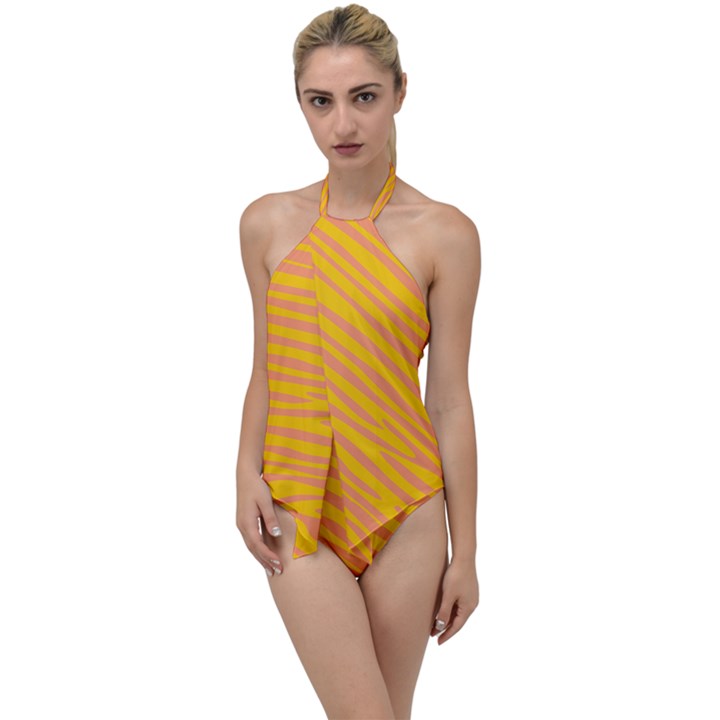 Pattern Texture Yellow Go with the Flow One Piece Swimsuit