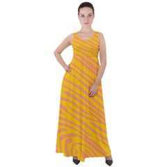 Pattern Texture Yellow Empire Waist Velour Maxi Dress