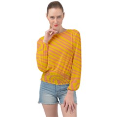 Pattern Texture Yellow Banded Bottom Chiffon Top