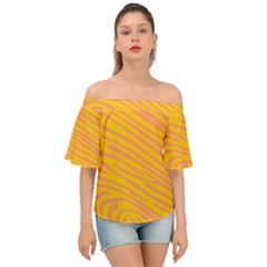 Pattern Texture Yellow Off Shoulder Short Sleeve Top