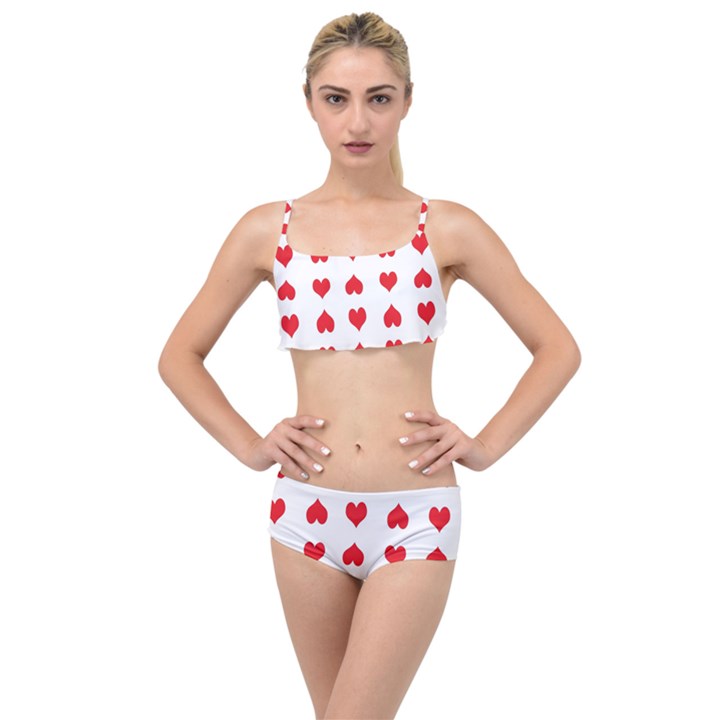 Heart Red Love Valentines Day Layered Top Bikini Set