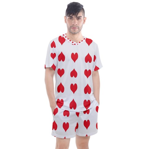 Heart Red Love Valentines Day Men s Mesh Tee And Shorts Set by HermanTelo