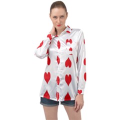 Heart Red Love Valentines Day Long Sleeve Satin Shirt