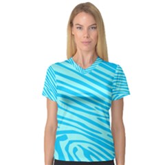 Pattern Texture Blue V-neck Sport Mesh Tee