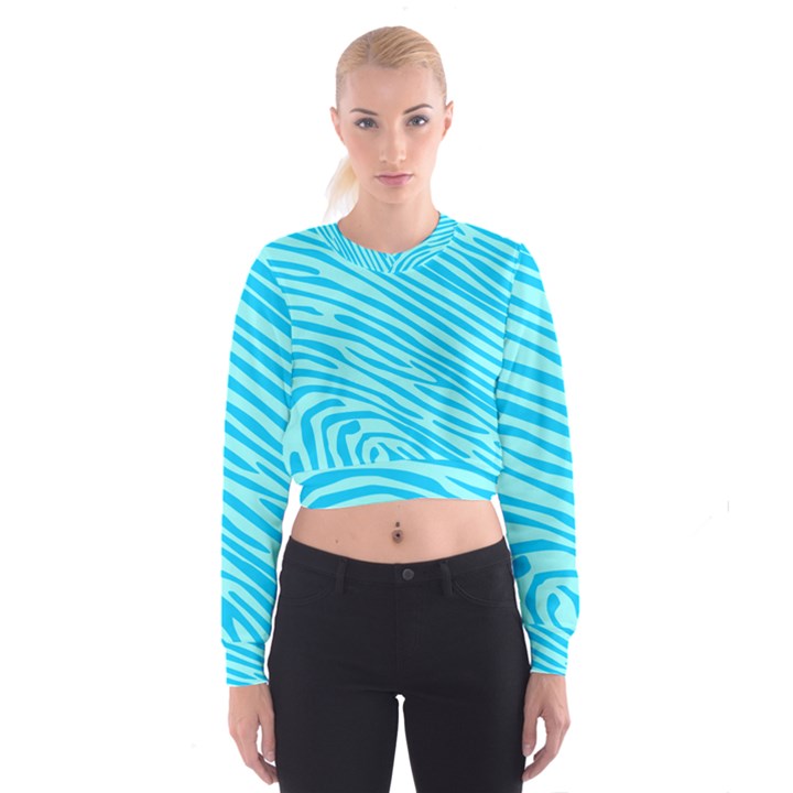 Pattern Texture Blue Cropped Sweatshirt