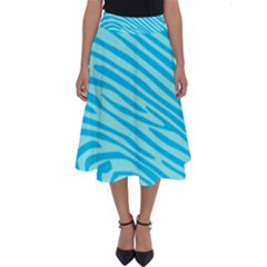 Pattern Texture Blue Perfect Length Midi Skirt