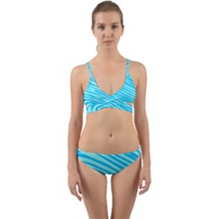 Pattern Texture Blue Wrap Around Bikini Set