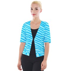 Pattern Texture Blue Cropped Button Cardigan