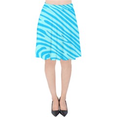 Pattern Texture Blue Velvet High Waist Skirt