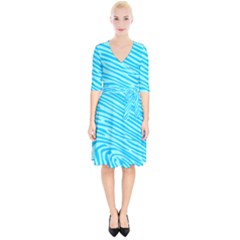 Pattern Texture Blue Wrap Up Cocktail Dress