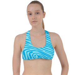 Pattern Texture Blue Criss Cross Racerback Sports Bra