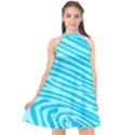 Pattern Texture Blue Halter Neckline Chiffon Dress  View1