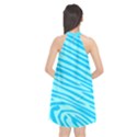 Pattern Texture Blue Halter Neckline Chiffon Dress  View2