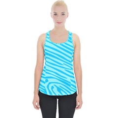 Pattern Texture Blue Piece Up Tank Top