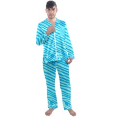 Pattern Texture Blue Men s Satin Pajamas Long Pants Set by HermanTelo