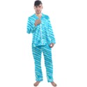 Pattern Texture Blue Men s Satin Pajamas Long Pants Set View1