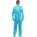 Pattern Texture Blue Men s Satin Pajamas Long Pants Set View2