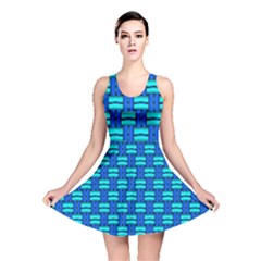 Pattern Graphic Background Image Blue Reversible Skater Dress