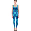 Pattern Graphic Background Image Blue One Piece Catsuit View1