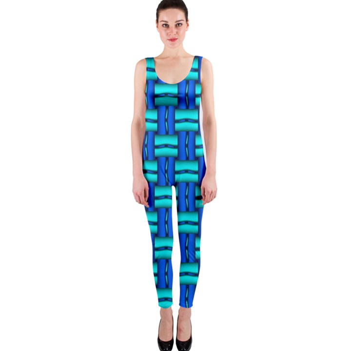 Pattern Graphic Background Image Blue One Piece Catsuit