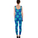 Pattern Graphic Background Image Blue One Piece Catsuit View2