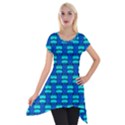 Pattern Graphic Background Image Blue Short Sleeve Side Drop Tunic View1