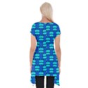 Pattern Graphic Background Image Blue Short Sleeve Side Drop Tunic View2