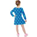 Pattern Graphic Background Image Blue Kids  Long Sleeve Velvet Dress View2