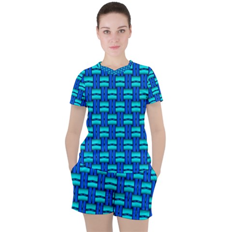 Pattern Graphic Background Image Blue Women s Tee And Shorts Set by HermanTelo