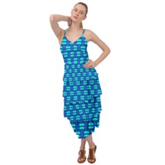 Pattern Graphic Background Image Blue Layered Bottom Dress