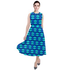 Pattern Graphic Background Image Blue Round Neck Boho Dress