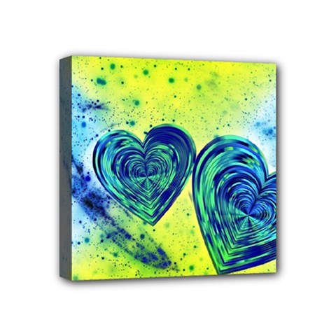 Heart Emotions Love Blue Mini Canvas 4  X 4  (stretched)