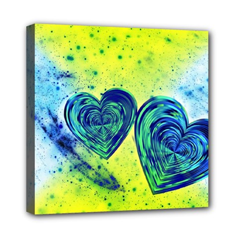 Heart Emotions Love Blue Mini Canvas 8  X 8  (stretched)