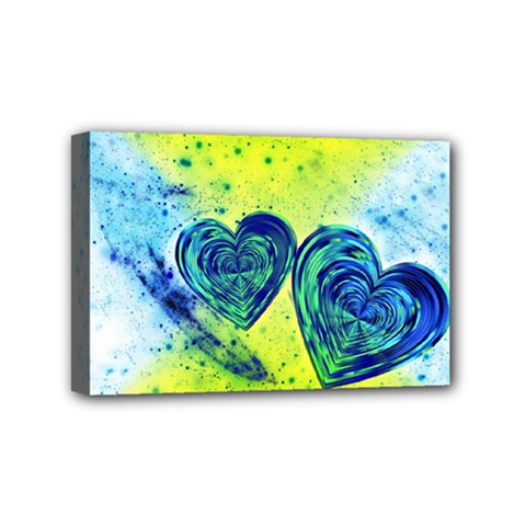 Heart Emotions Love Blue Mini Canvas 6  X 4  (stretched)