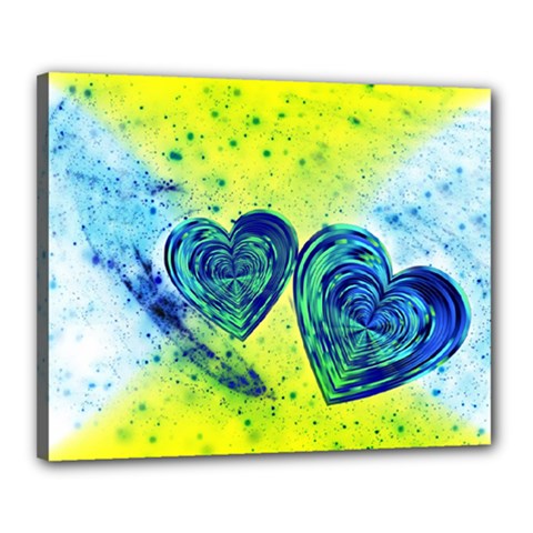 Heart Emotions Love Blue Canvas 20  X 16  (stretched)