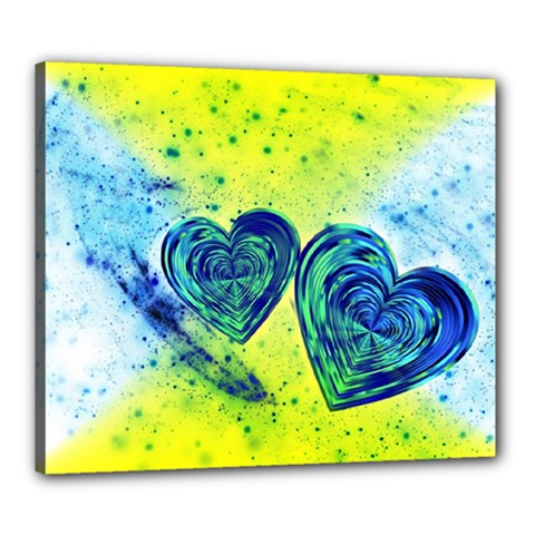 Heart Emotions Love Blue Canvas 24  X 20  (stretched)