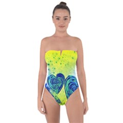 Heart Emotions Love Blue Tie Back One Piece Swimsuit