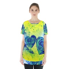 Heart Emotions Love Blue Skirt Hem Sports Top by HermanTelo