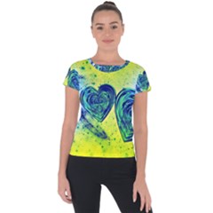 Heart Emotions Love Blue Short Sleeve Sports Top  by HermanTelo