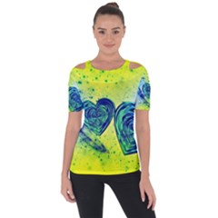 Heart Emotions Love Blue Shoulder Cut Out Short Sleeve Top