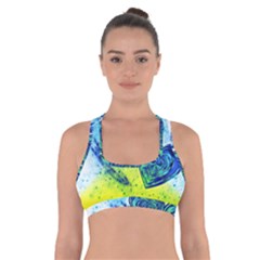 Heart Emotions Love Blue Cross Back Sports Bra