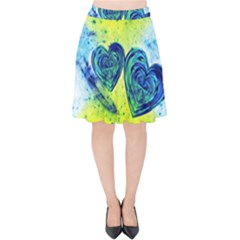 Heart Emotions Love Blue Velvet High Waist Skirt